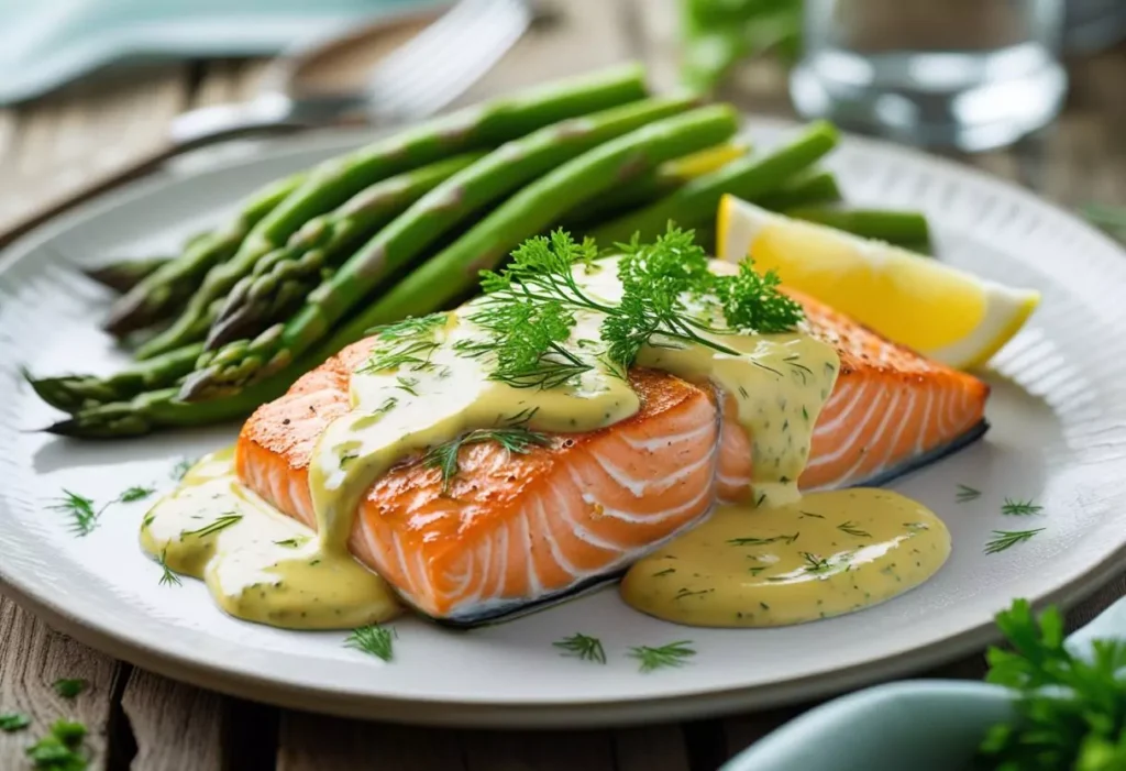 Saumon au four à la crème et moutarde