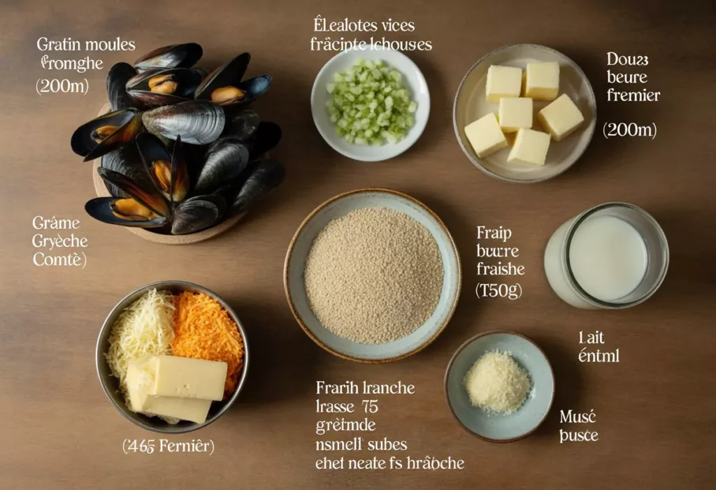Composition Détaillée - Gratin Moules Fromage (4-6 portions)