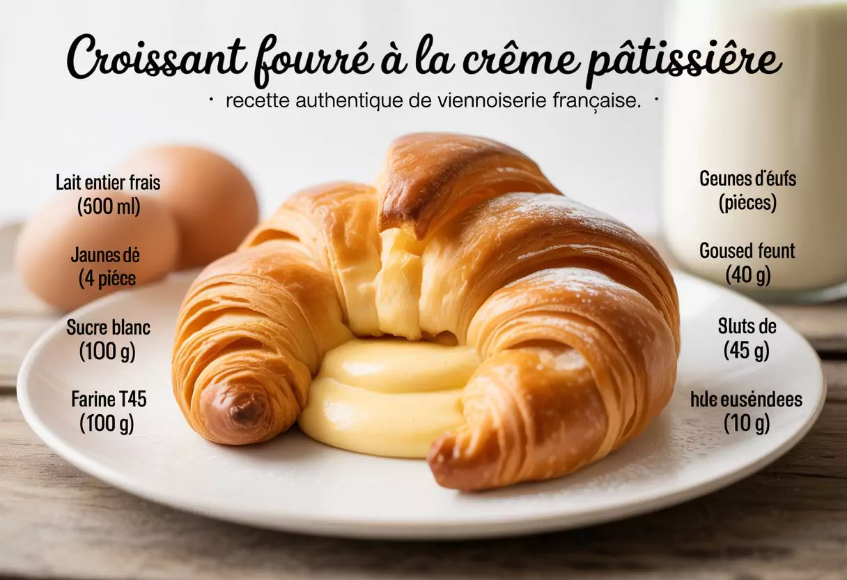 Croissant Fourré à la Crème Pâtissière : Recette Authentique de Viennoiserie Française
