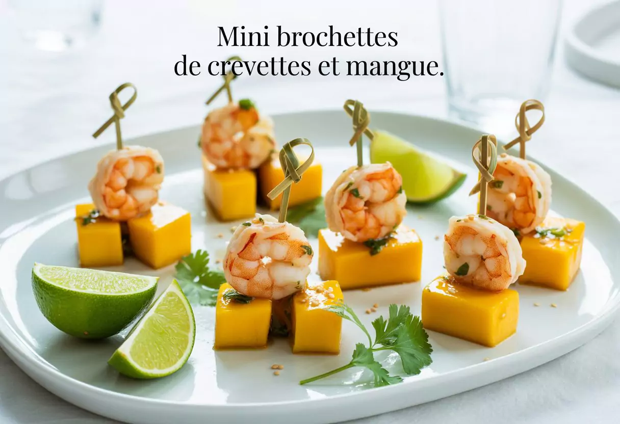 Mini Brochettes de Crevettes et Mangue : Recette d'Apéritif Exotique en 15 Minutes