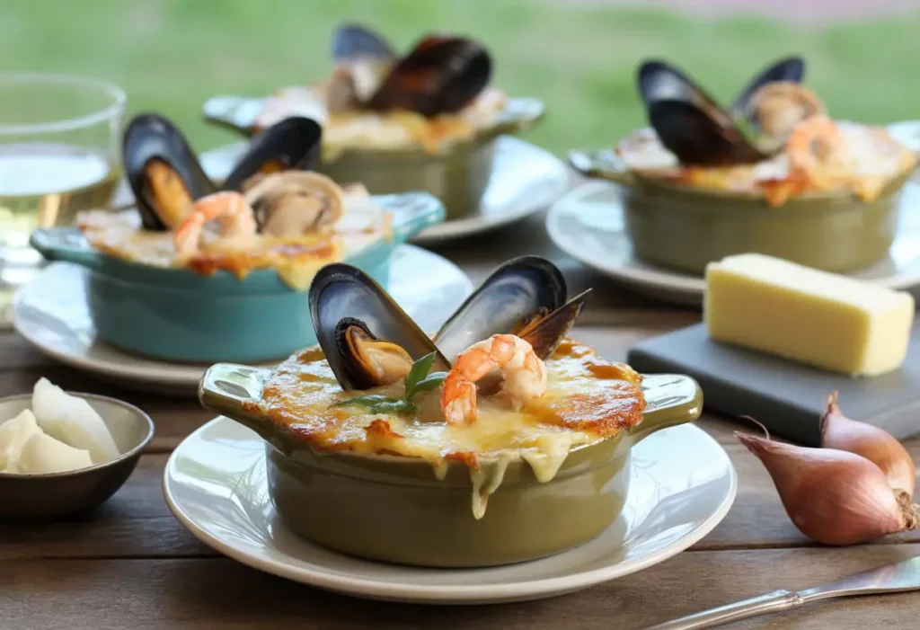 Réflexions Finales:- Cassolette de Fruits de Mer Gratinée