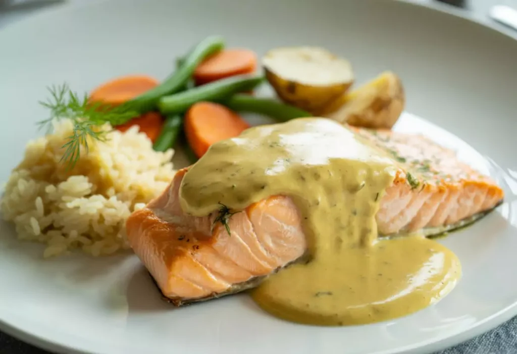 saumon au four à la crème et moutarde